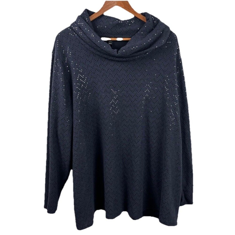 Lane Bryant Cowl Neck Sweater Top | Plus Size 22/24 | Soft Knit Tunic Black